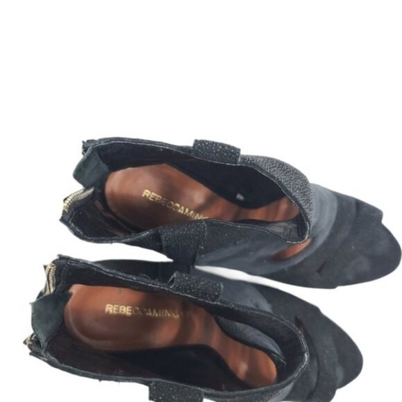 Rebecca Minkoff Sonny Wedge Leather Cut Out Open Toe Booties 8.5M - Picture 6 of 10